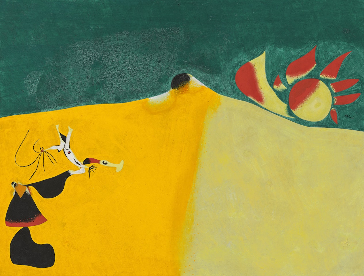 Les flammes du soleil rendent hystérique la fleur du d é sert by Joan Miró