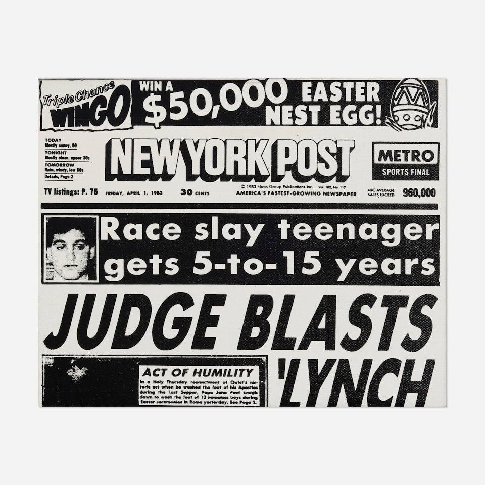 New York Post, Front Page (Judge Blasts Lynch) by Andy Warhol