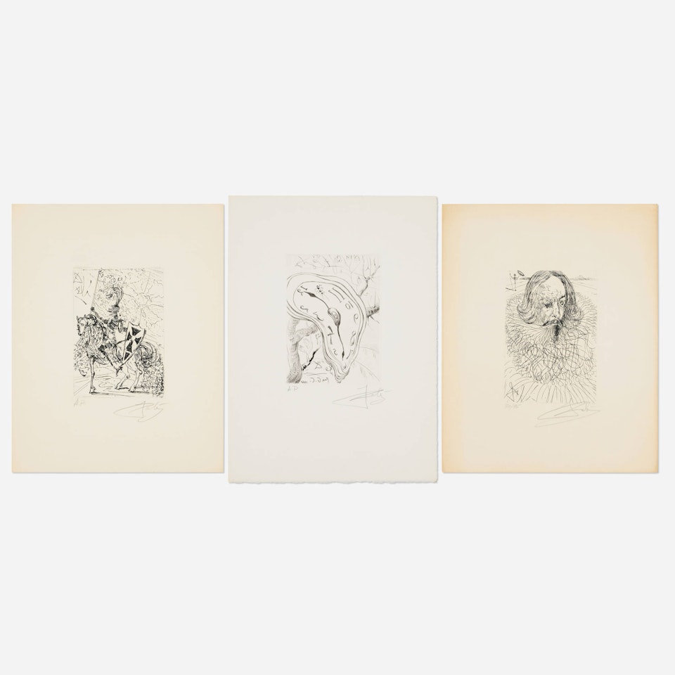 El Cid; Cervantes; Melting Clock (three works) by Salvador Dali