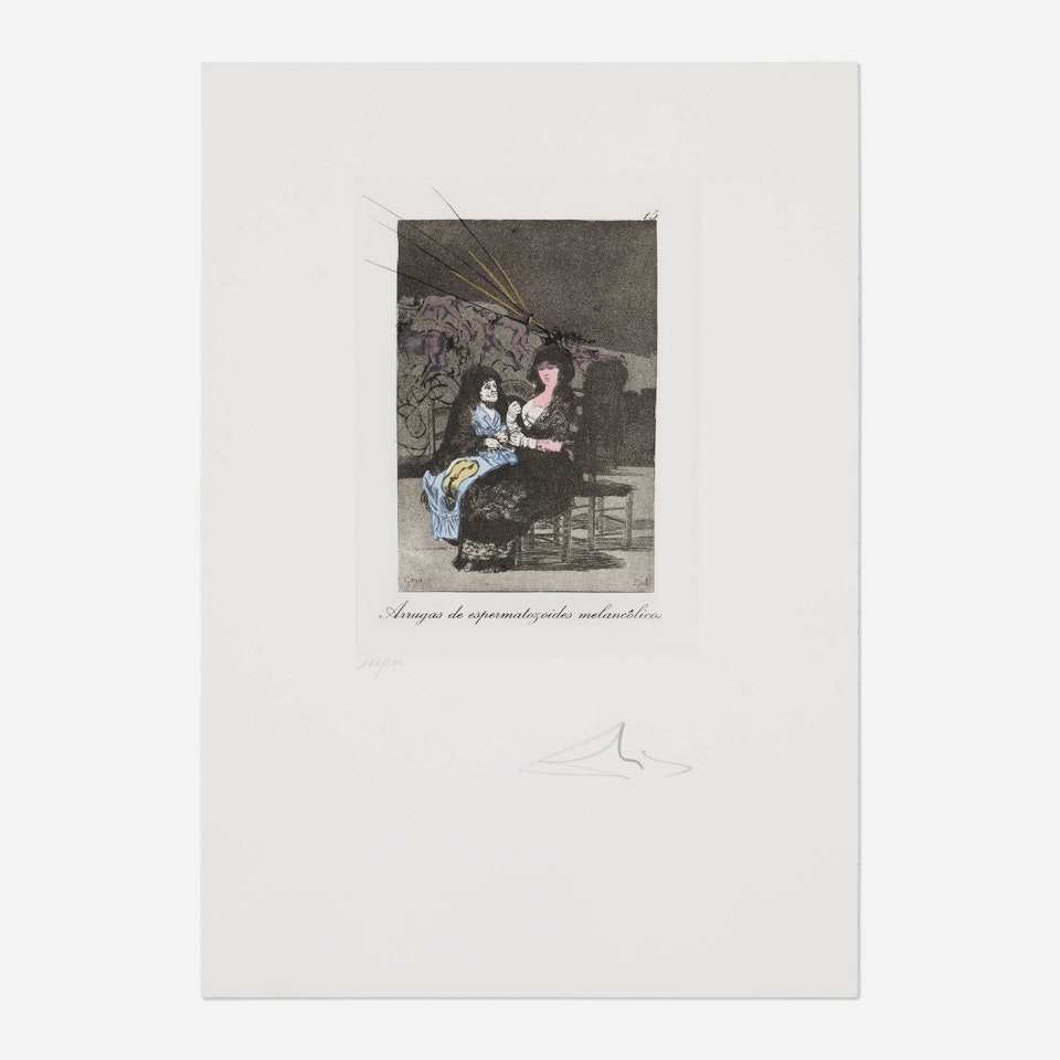 Arrugas de espermatozoides melancolico (from the Les Caprices de Goya portfolio) by Salvador Dali