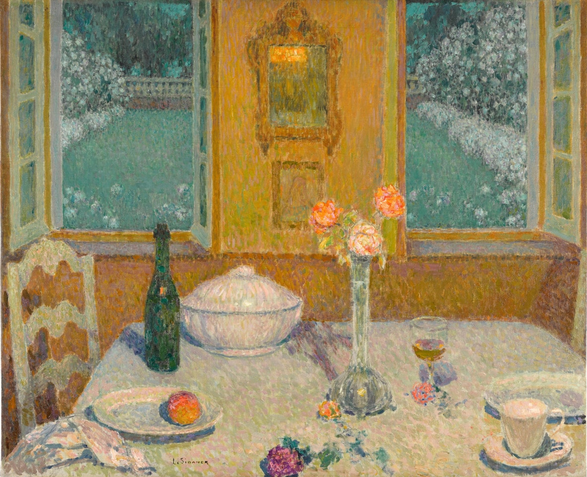 La Table sur le jardin fleuri au crépuscule by Henri Le Sidaner