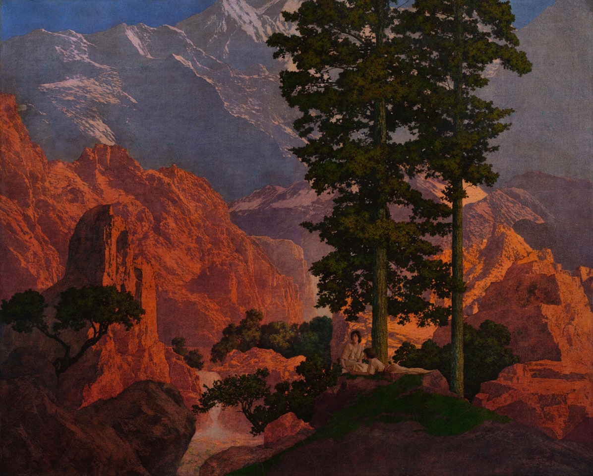 Solitude (Girls Viewing a Magnificent Landscape) by Maxfield Parrish