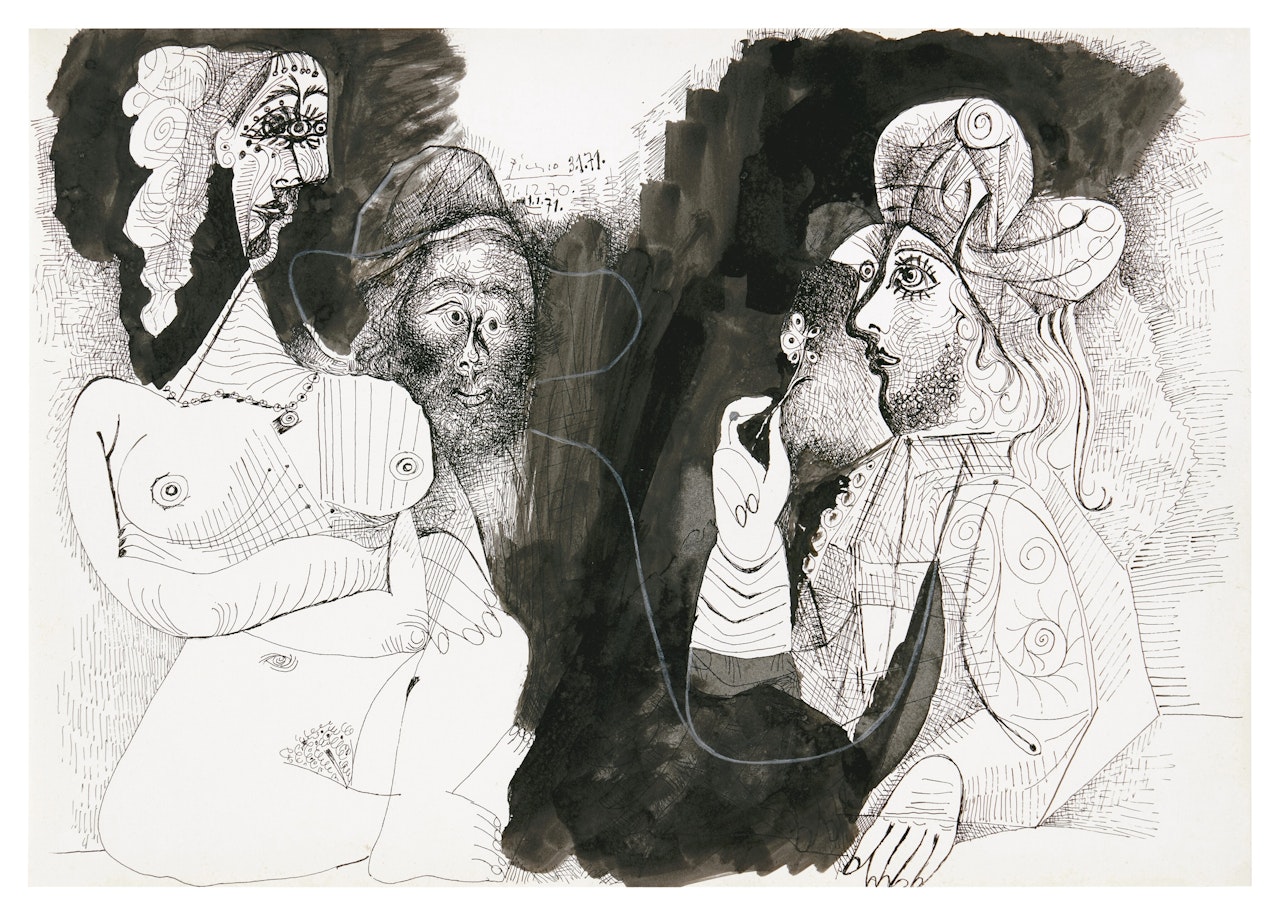 Trois personnages by Pablo Picasso