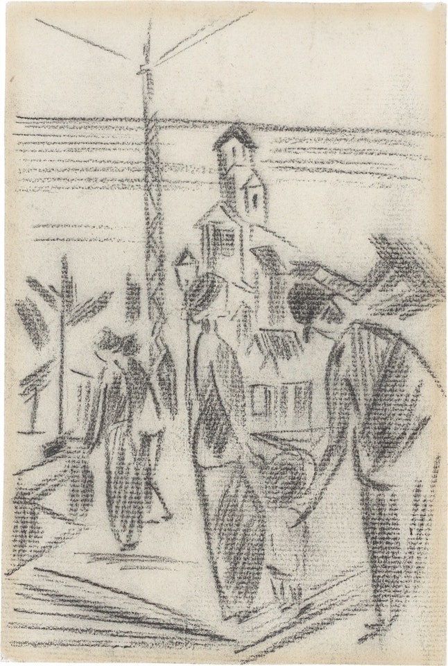 ”Leute auf der Brücke” by August Macke