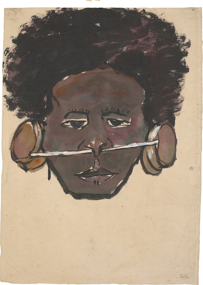 ”Junger Mann aus Papua-Neuguinea mit Ohr- und Nasenschmuck” by Emil Nolde
