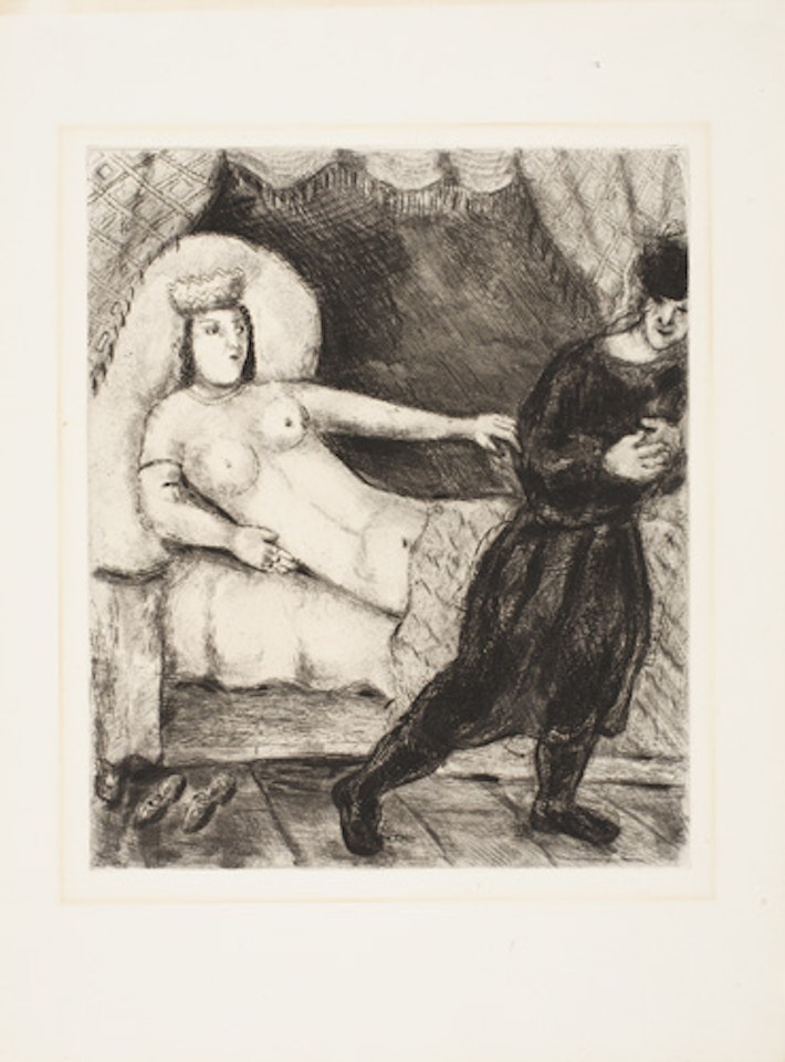 Two etchings: La Femme de Potiphar, Moïse et Aaron devant Pharaon by Marc Chagall