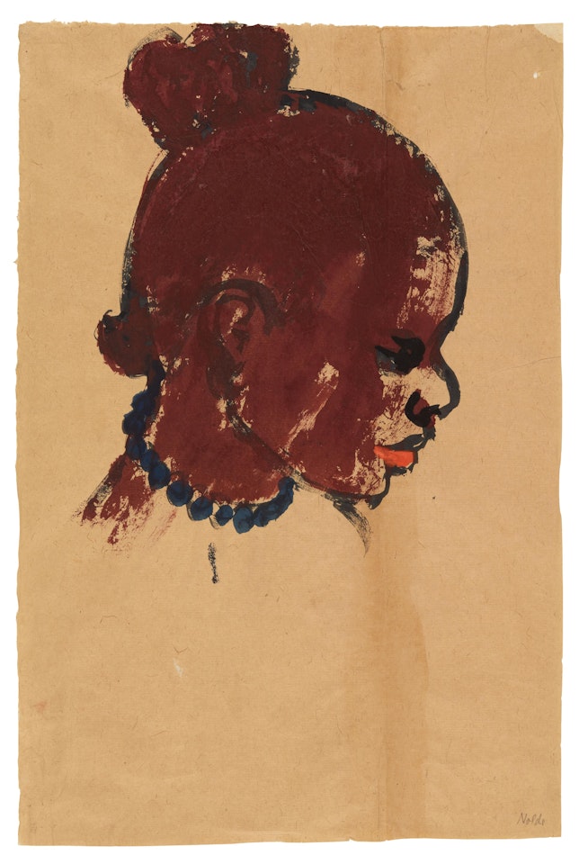 Kopf einer Südseeinsulanerin nach rechts by Emil Nolde