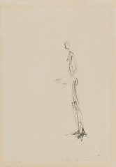 Figure debout de profil, les mains levées