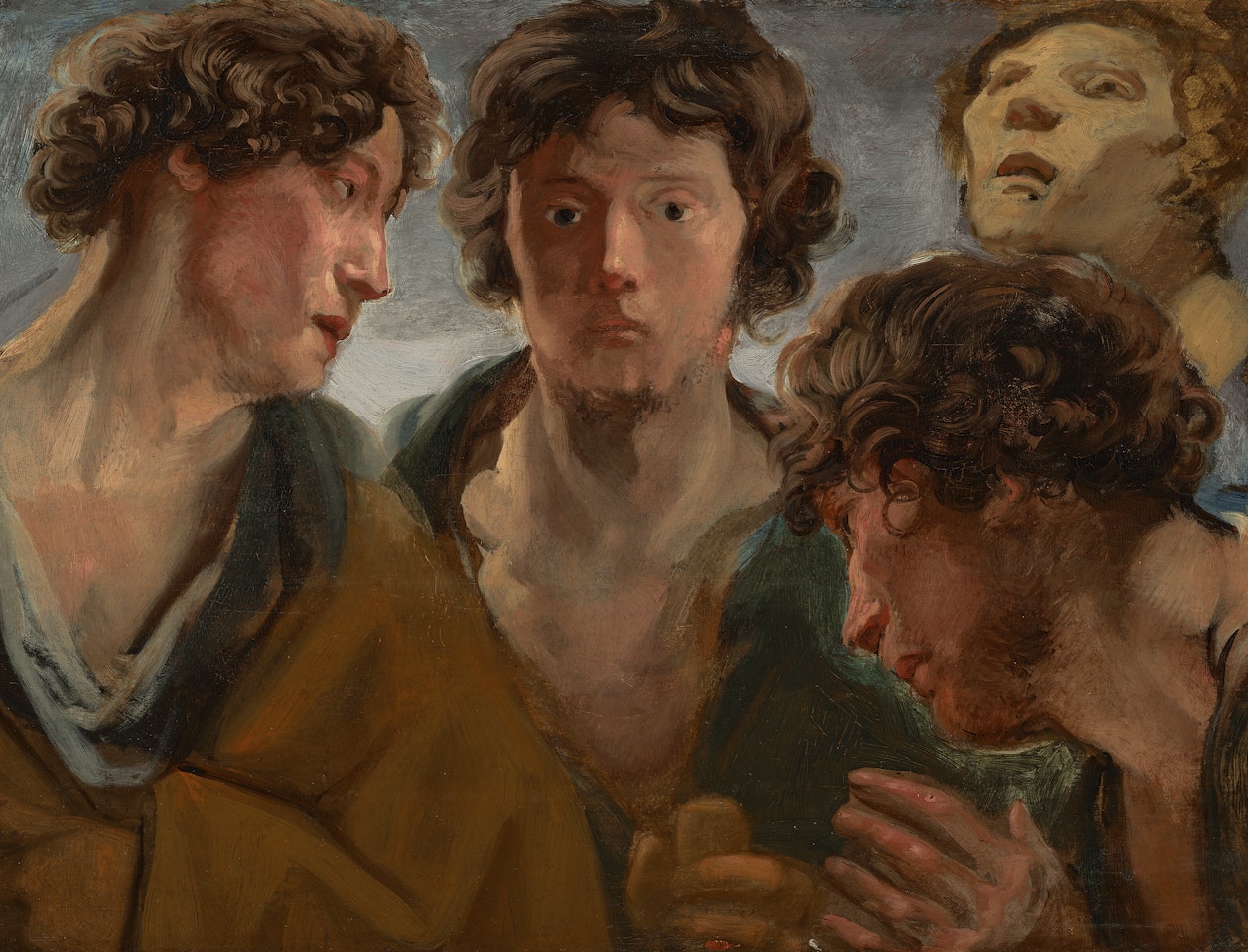 Four studies of a man"s head by Jacob Jordaens