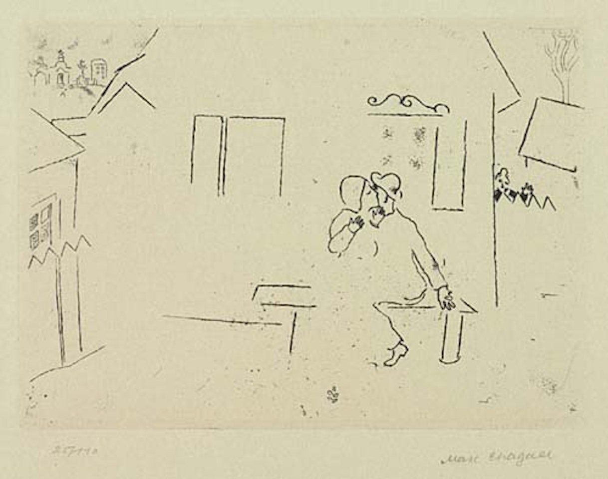 Liebende auf der Bank by Marc Chagall