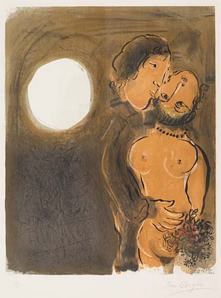 Couple in Ochre by Marc Chagall