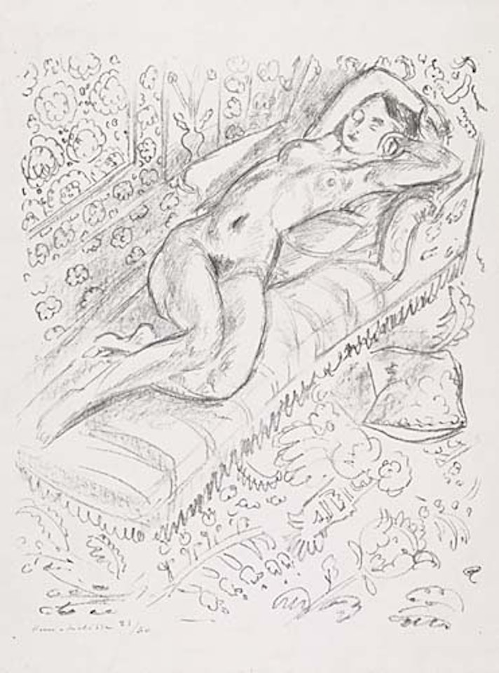 Nu sur chaise de repos sur fond moucharabieh by Henri Matisse
