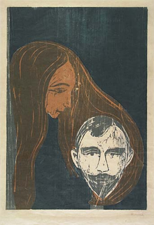 Männerkopf in Frauenhaar by Edvard Munch