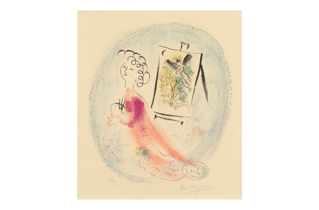 Le Chevalet (Mourlot 561) by Marc Chagall