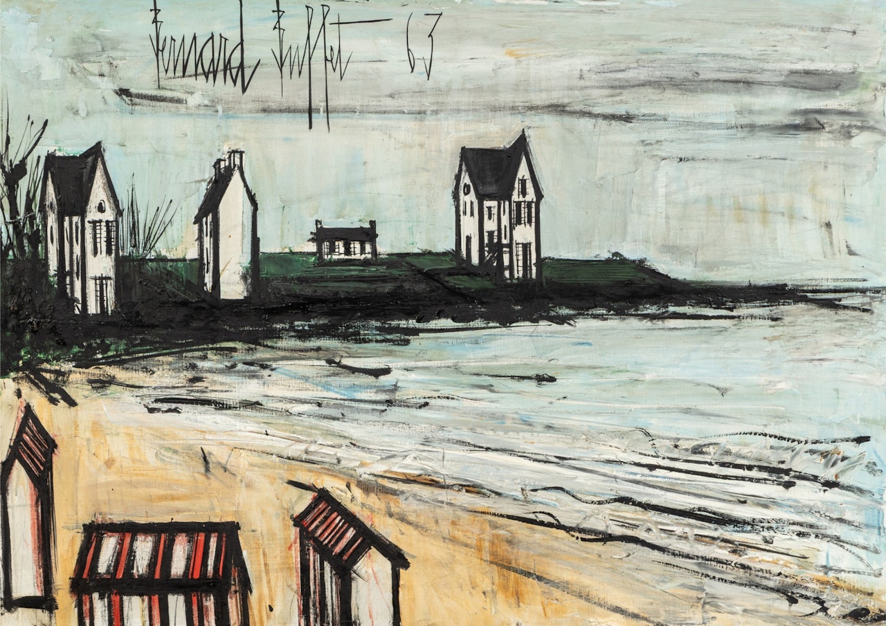 Maisons et cabanes sur une plage bretonne by Bernard Buffet