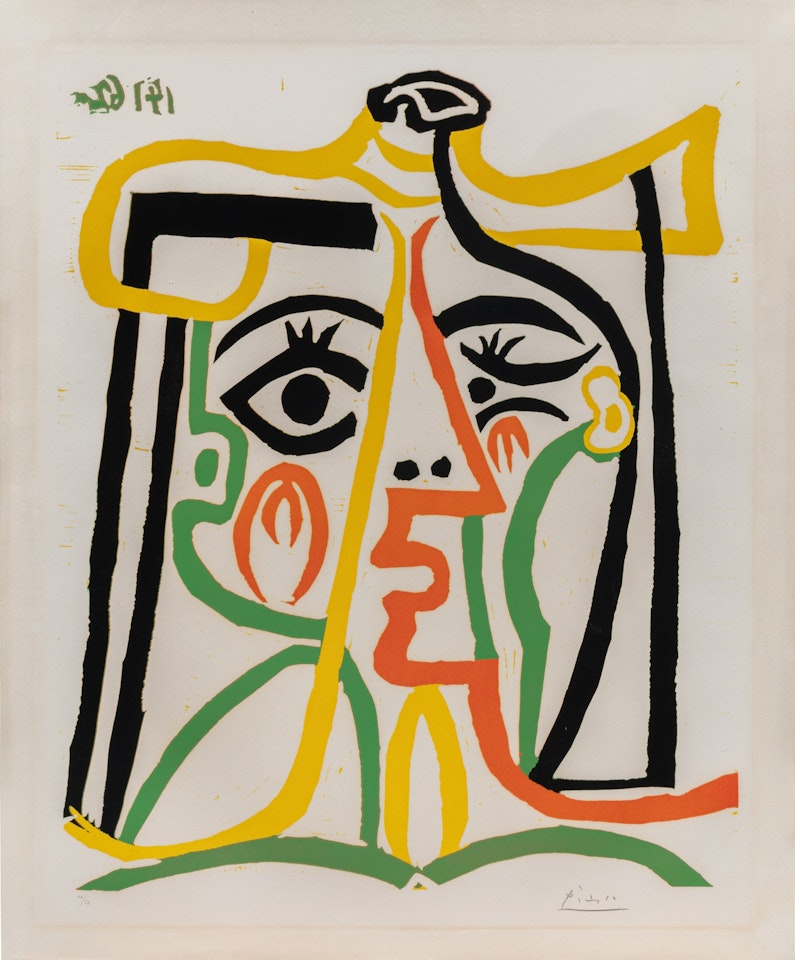 Jacqueline au chapeau de paille (Tête de femme) (B. 1067; Ba. 1279) by Pablo Picasso