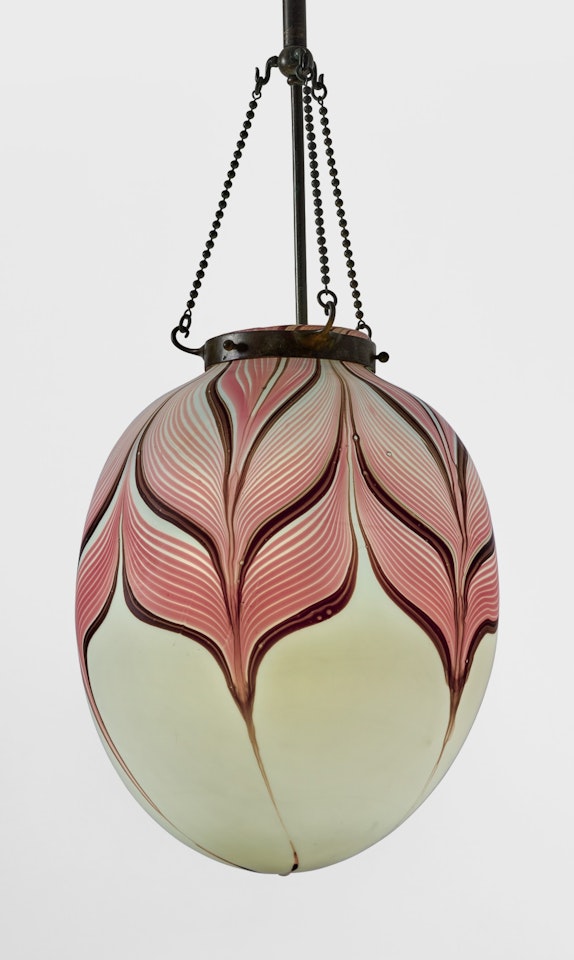 A RARE DECORATED CEILING LIGHT by Tiffany Studios