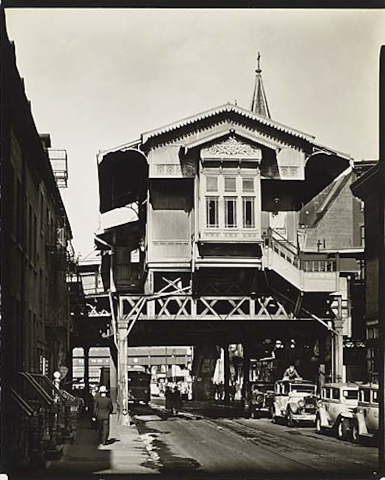 El Station, Ninth Avenue Line, Christopher and Greenwich Streets by Berenice Abbott