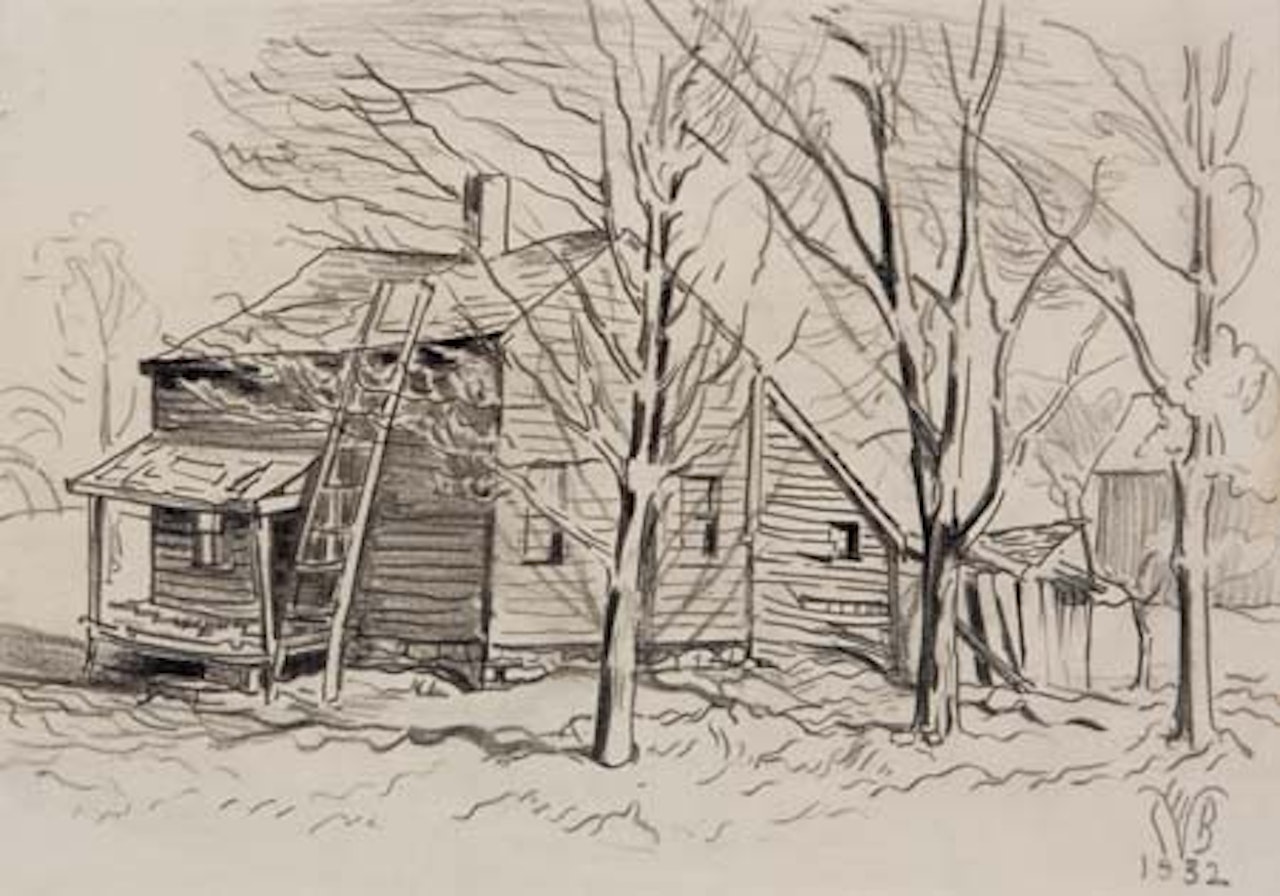 Old Farmhouse and Trees by Charles Burchfield