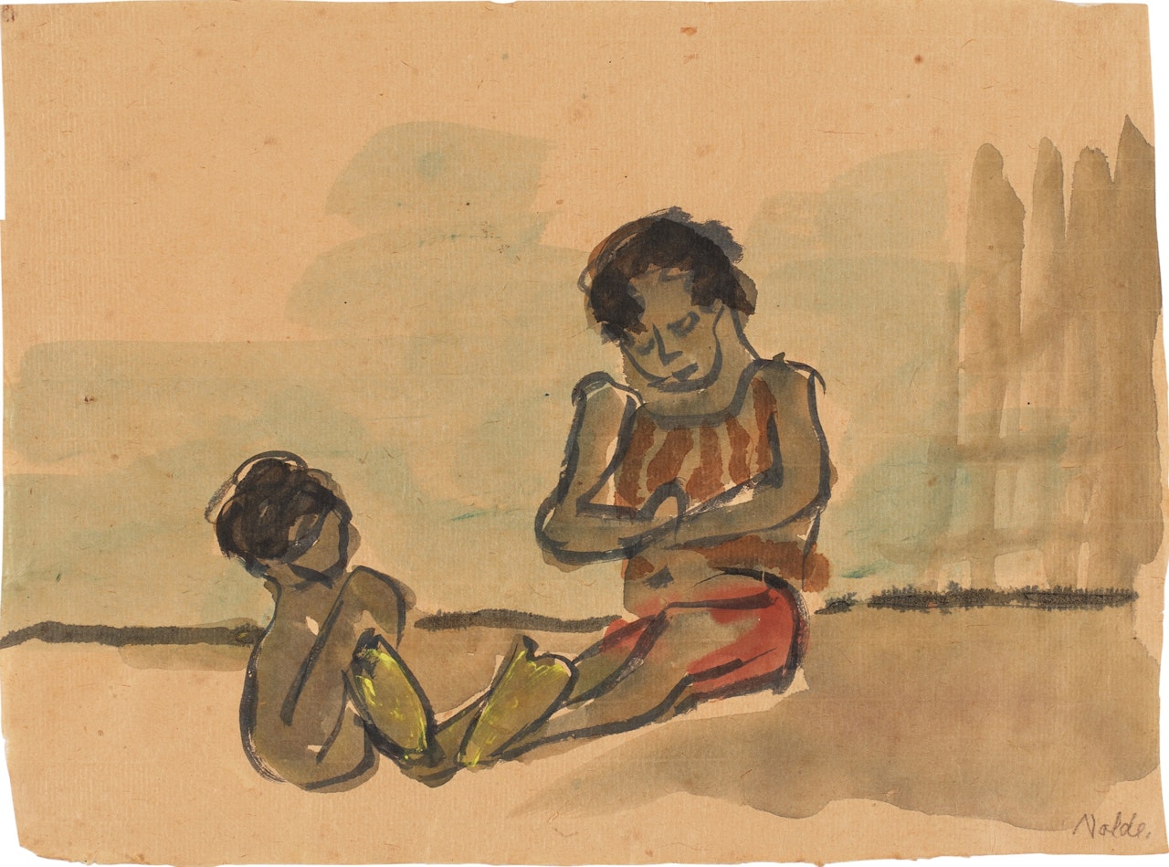 Frau mit Kind aus Papua-Neuguinea (Woman with child from Papua New Guinea) by Emil Nolde