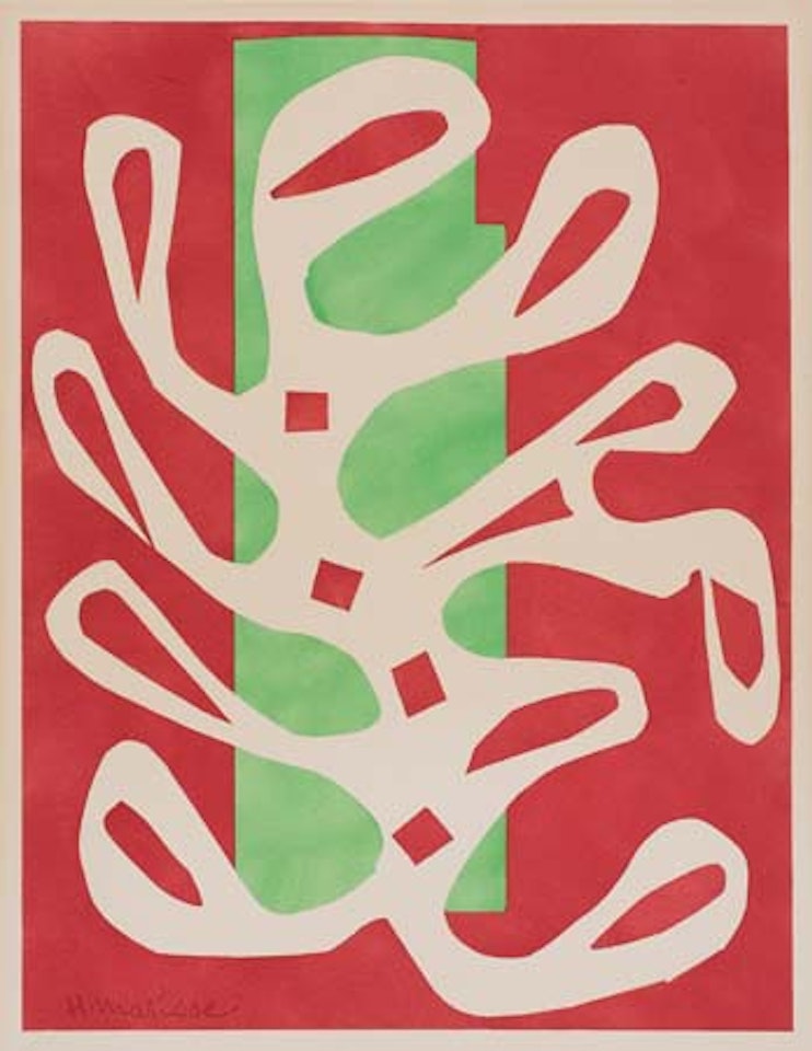 Algue Blanche sur un Fond Rouge et Vert by Henri Matisse