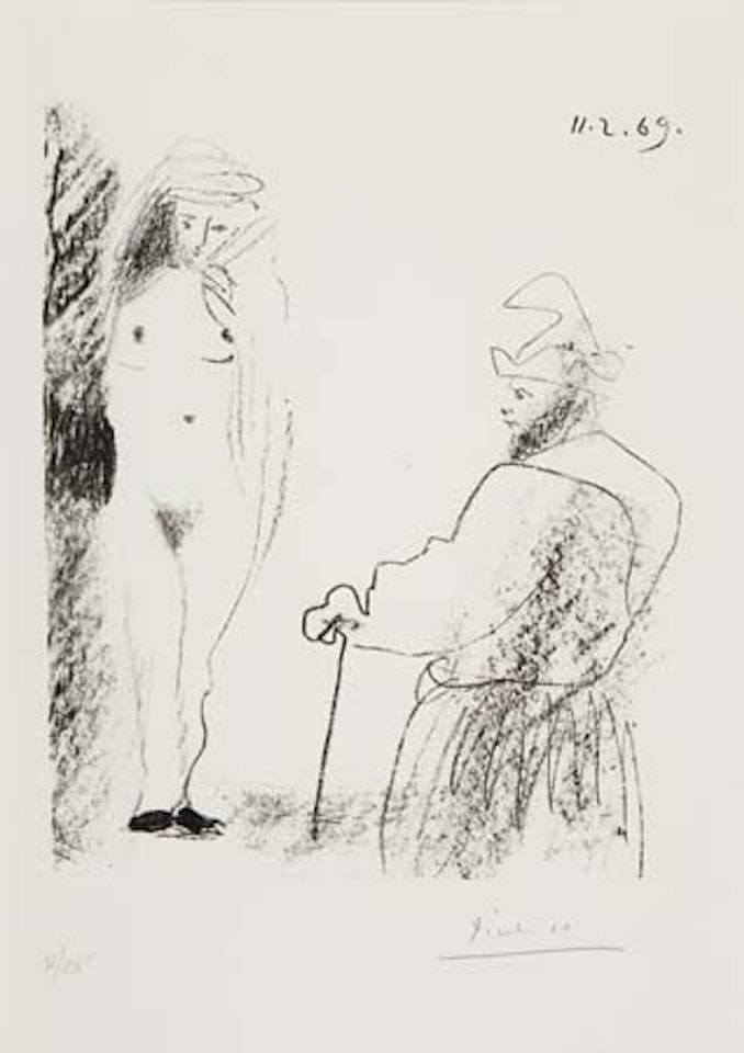 Femme nue et homme à la canne by Pablo Picasso