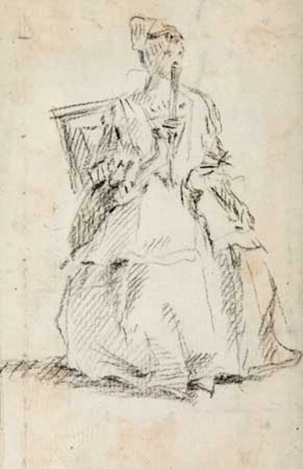 Study of a Seated Woman with a Fan by Claude Joseph Vernet