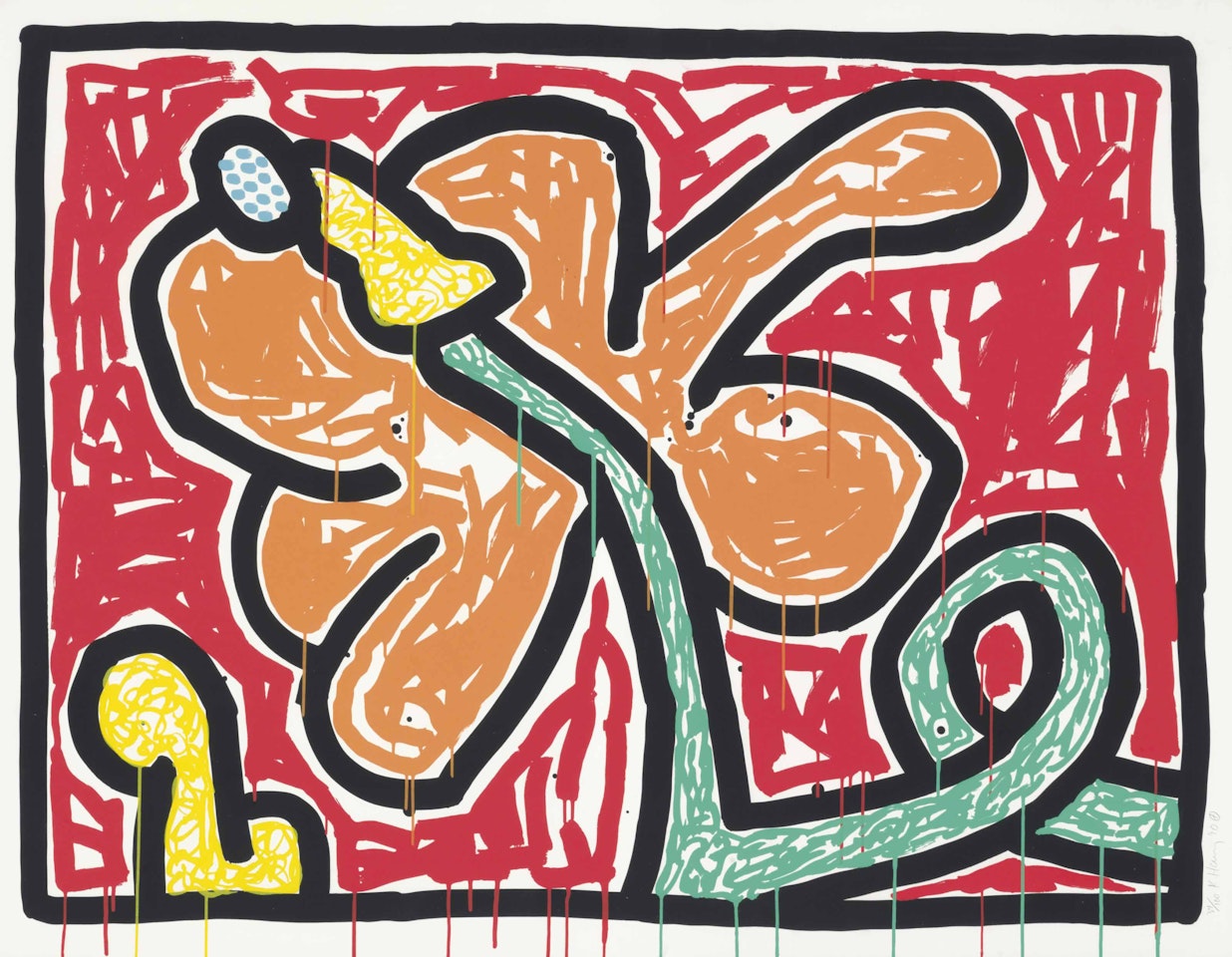 Flowers Suite : one plate by Keith Haring
