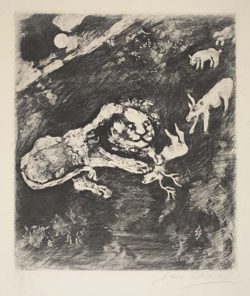 La Génisse, la Chèvre et la Brebis en Société avec le Lion by Marc Chagall