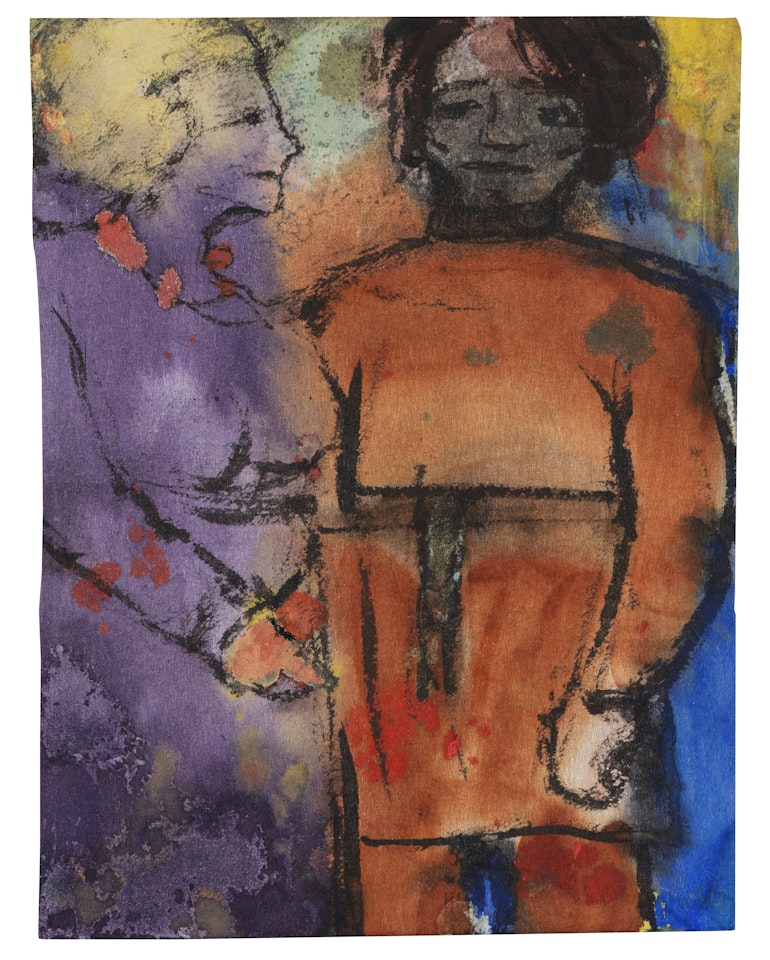 Paar (Blonde Frau und schwarzhaariger, in Kasak gekleideter Mann) by Emil Nolde