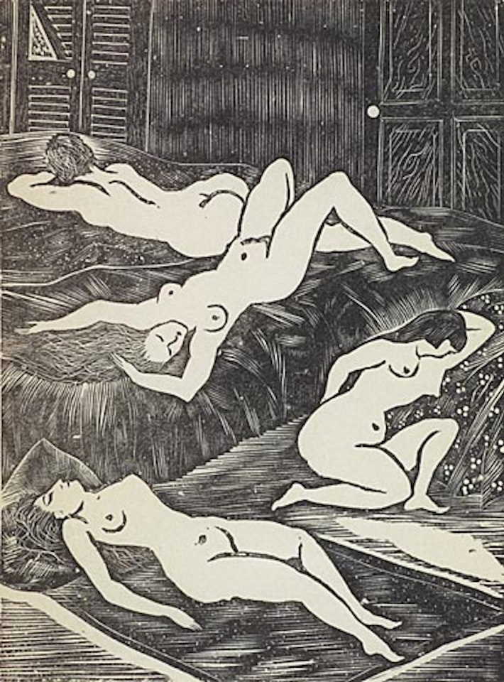 Female Nude at Table by Leonard Tsuguharu Foujita