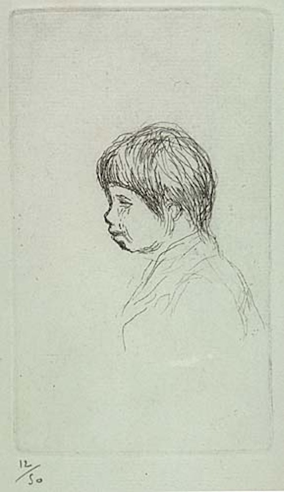 Claude Renoir, fils de l'artiste, de profil by Pierre-Auguste Renoir
