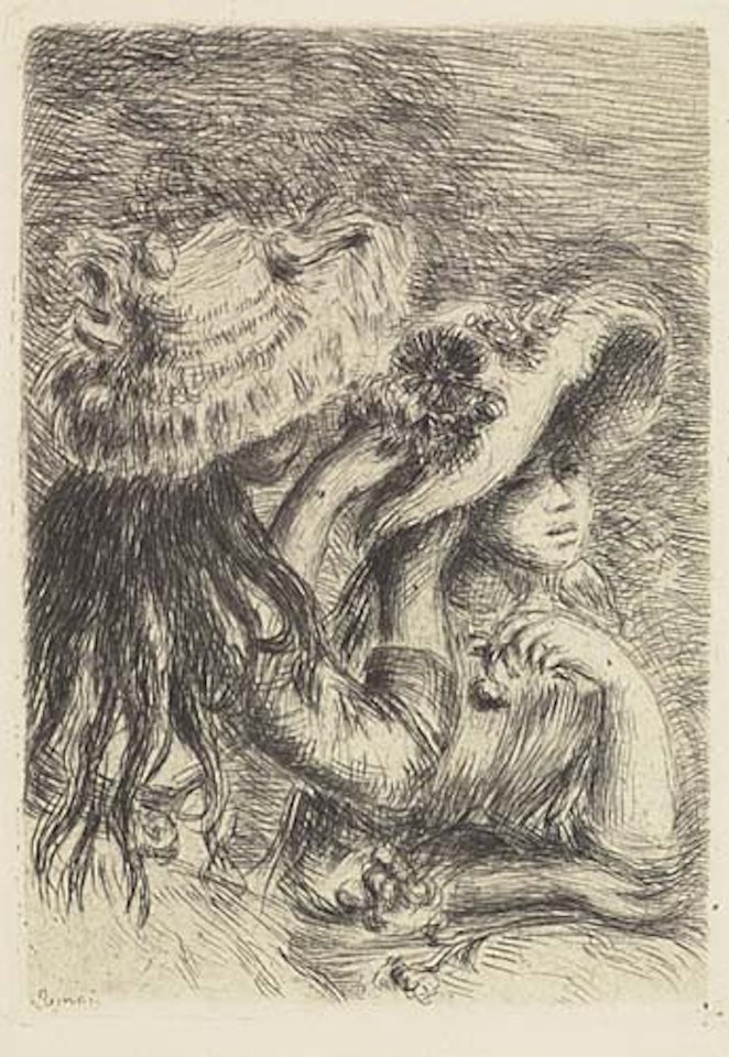 Sur la Plage à Berneval * Le Chapeau Épinglé (3e Planche) by Pierre-Auguste Renoir