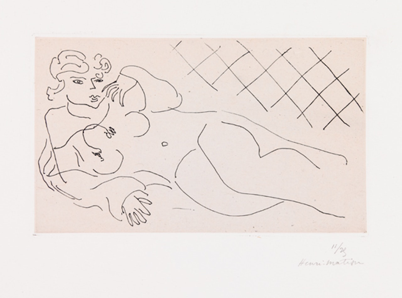 Figure allongée devant un carrelage by Henri Matisse