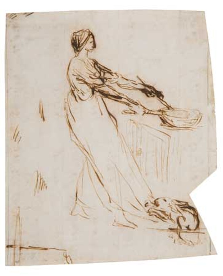 Three figure drawings by Jean-François Millet