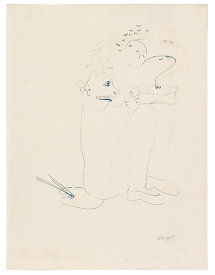 L'Artiste assis avec un phonographe by Marc Chagall