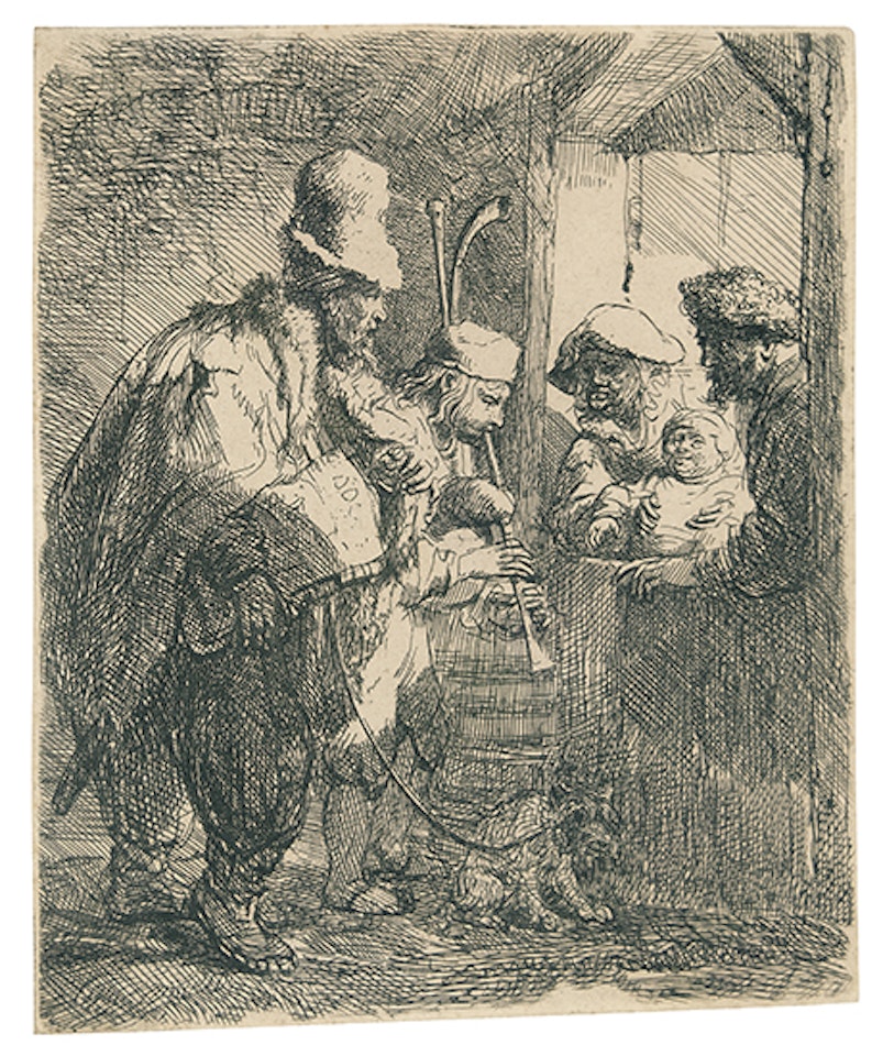The strolling musicians (Bartsch 119; Biörklund 38-8; Hollstein (White and Boon) 119) by Attributed to Rembrandt Harmensz van Rijn