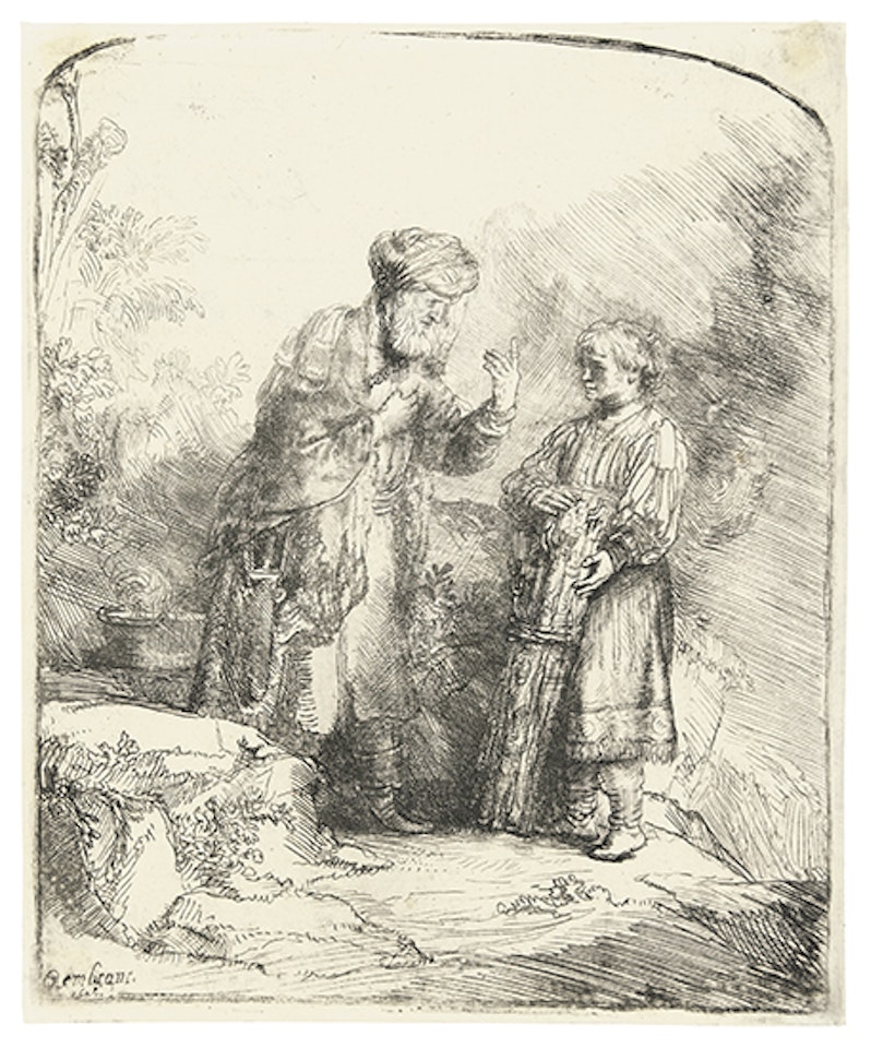 Abraham and Isaac (Bartsch 34; Biörklund 45-D; Hollstein (White and Boon) 34) by Attributed to Rembrandt Harmensz van Rijn