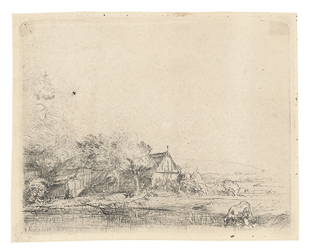 Landscape with a cow (Bartsch 237; Biörklund 50-1; Hollstein (White and Boon) 237) by Attributed to Rembrandt Harmensz van Rijn