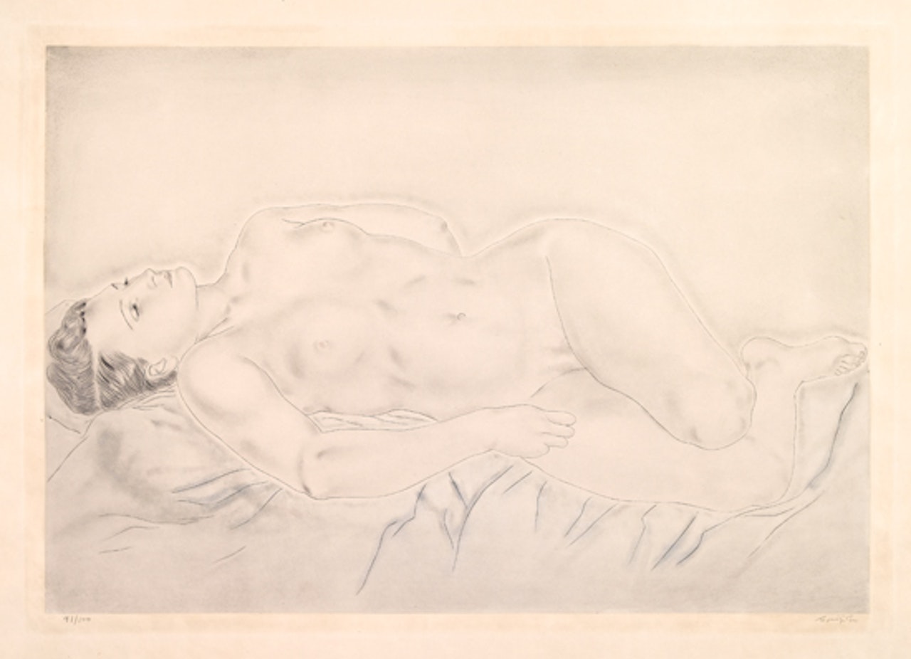 Femme nue endormie, couchée by Leonard Tsuguharu Foujita
