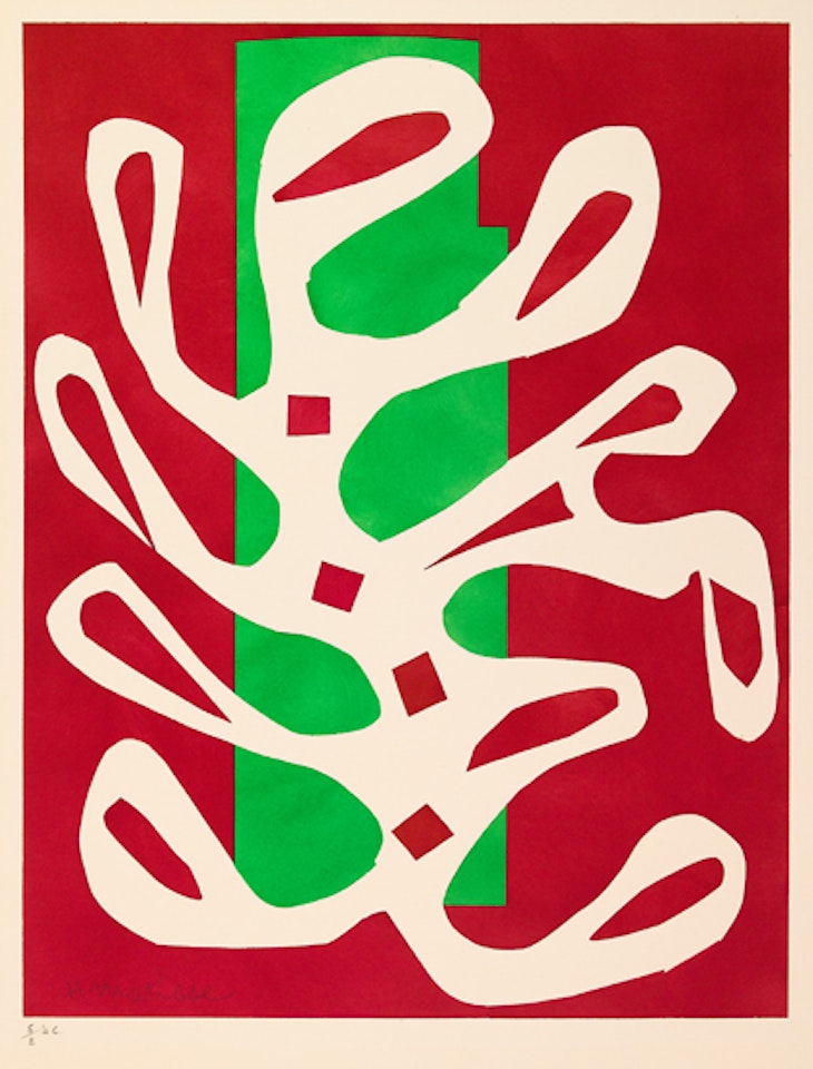 Algue Blanche sur un Fond Rouge et Vert by Henri Matisse