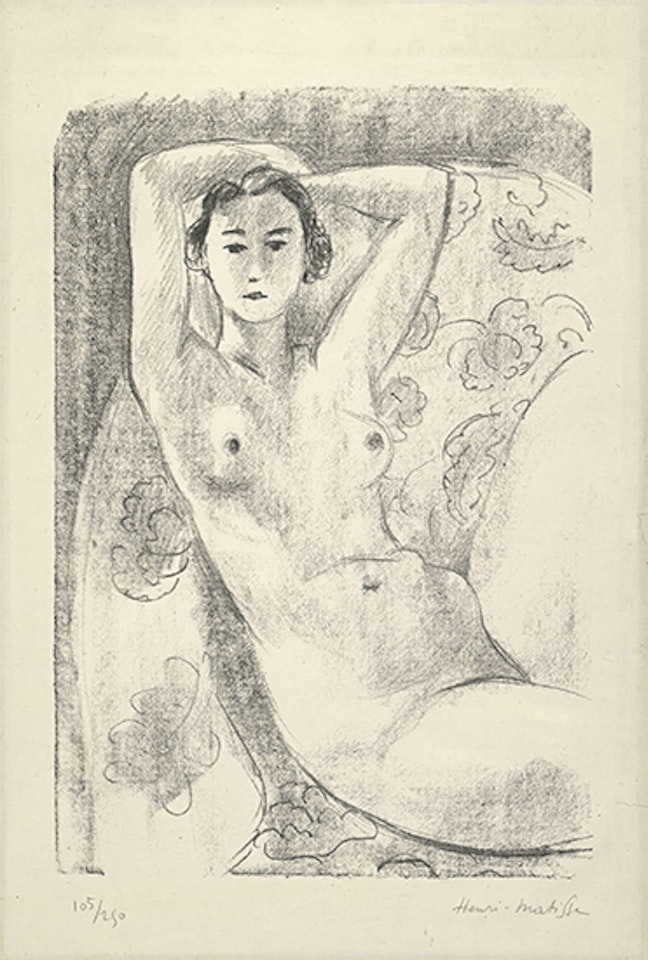 Nu assis dans un fauteuil au décor fleuri (Duthuit 445) by Henri Matisse
