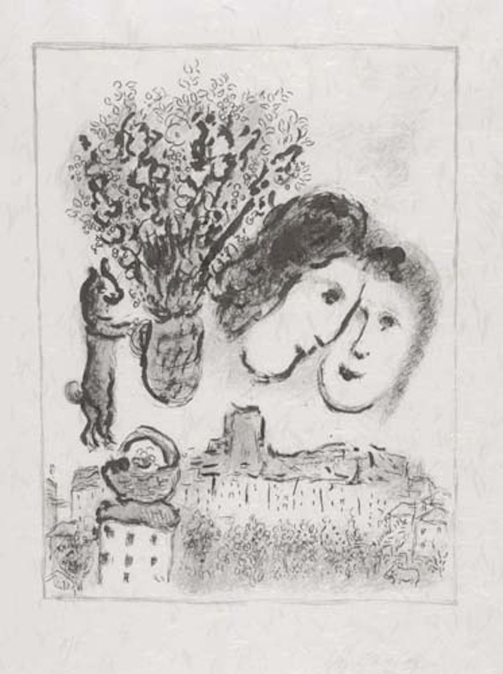 Double Visage gris by Marc Chagall