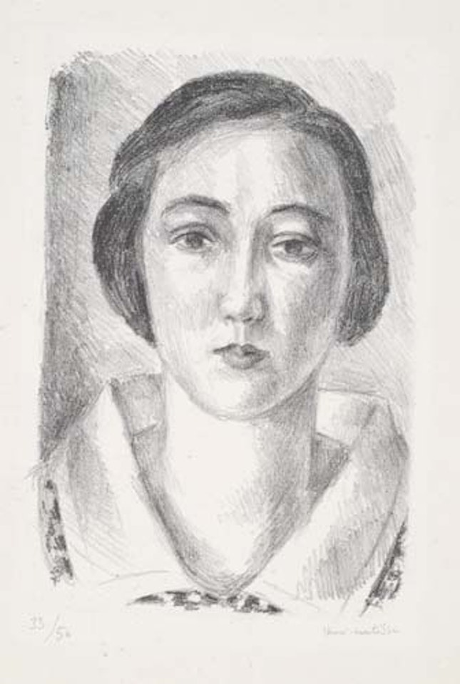 Jeune fille en robe fleurie au col d'organdi by Henri Matisse
