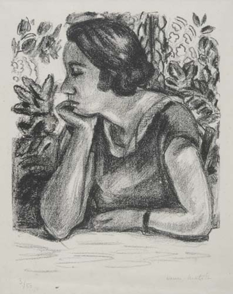 Visage de profil reposant sur un bras, paravent Louis XIV by Henri Matisse