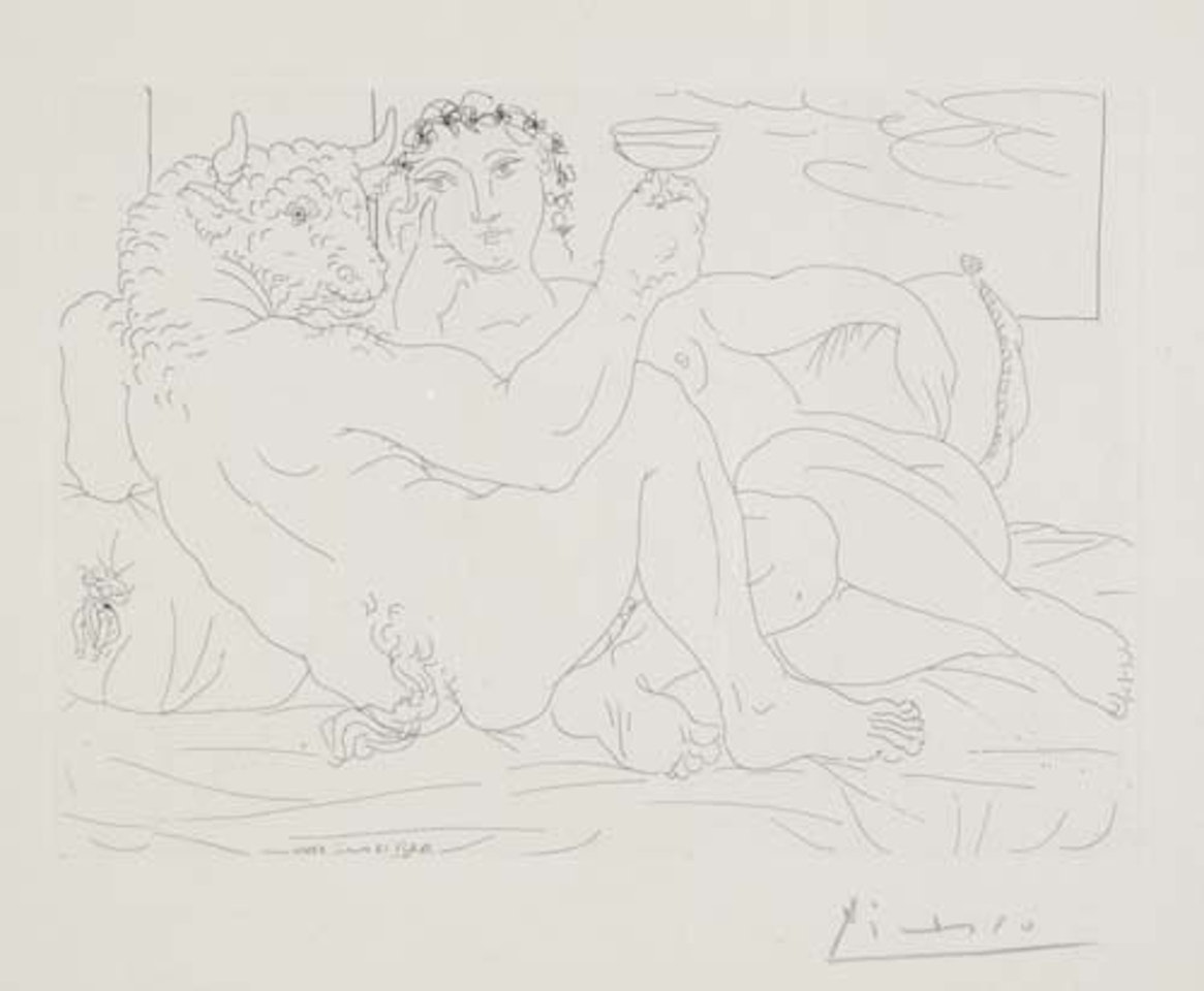 Minotaure, une Coupe à la Main, et Jeune Femme by Pablo Picasso