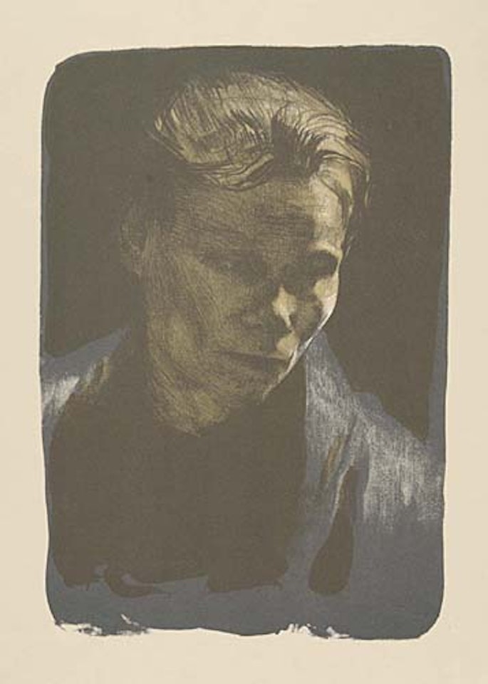 Brustbild einer Arbeiterfrau mit blauem Tuch by Kathe Kollwitz
