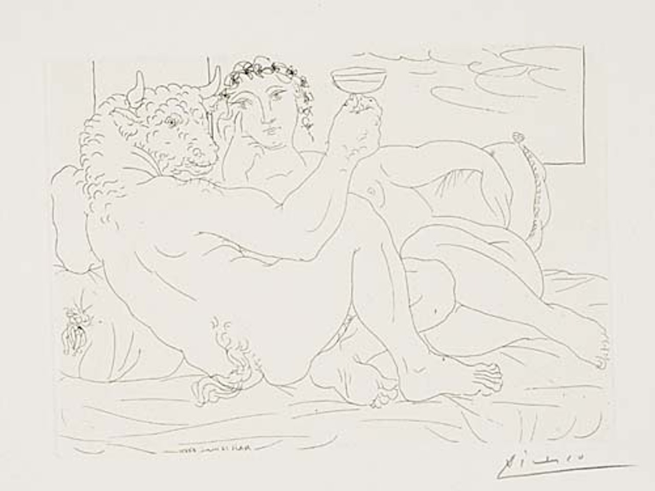 Minotaure, une Coupe à la Main, et Jeune Femme by Pablo Picasso