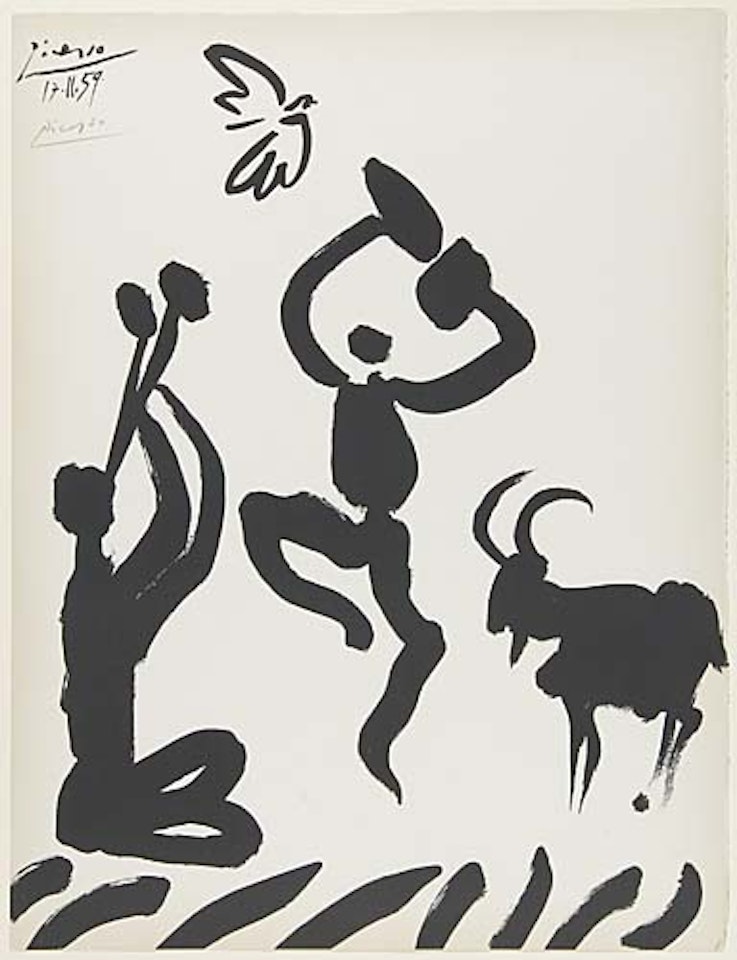 Musicien, Danseur, Chevre et Oiseau by Pablo Picasso