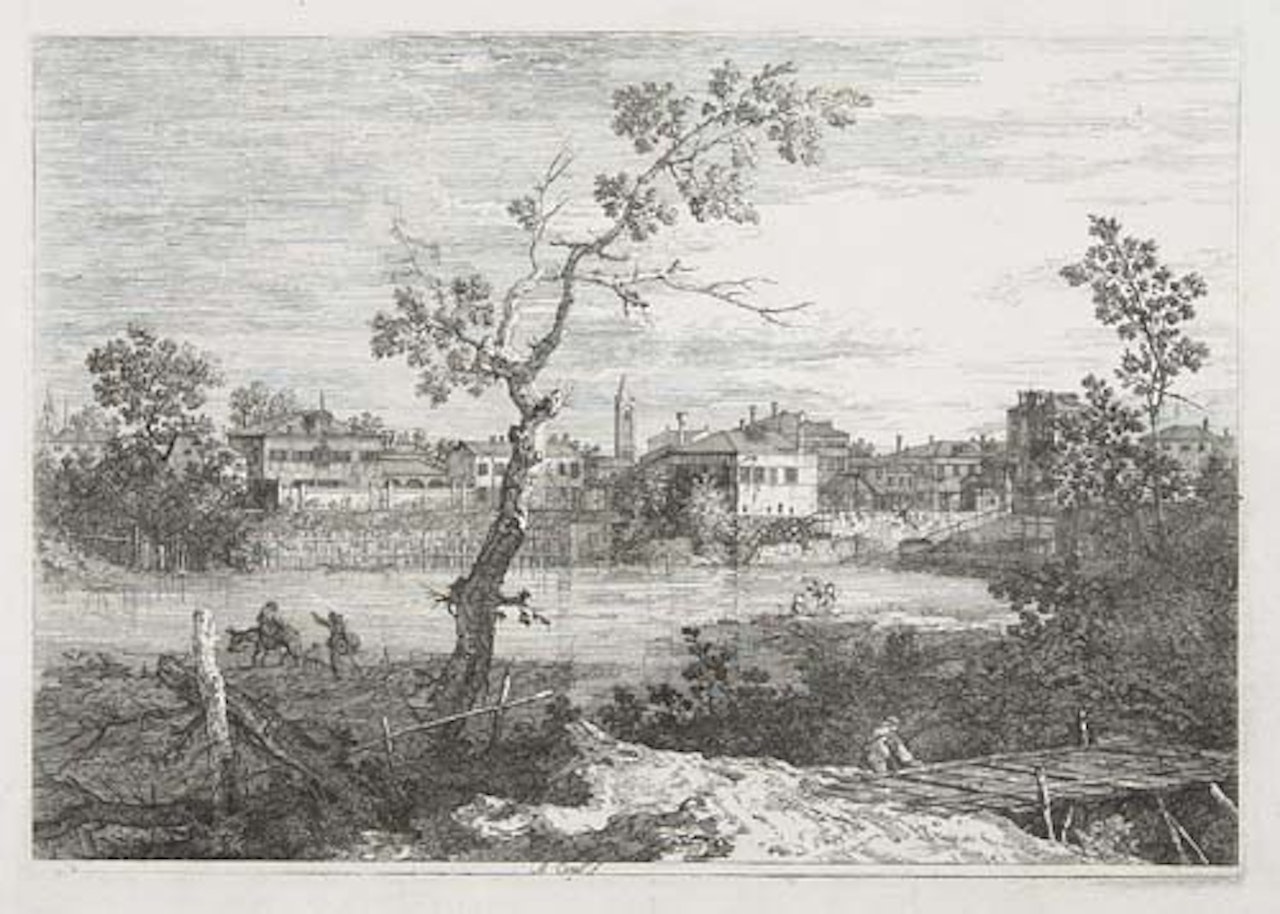 View of a Town on a River Bank by Canaletto